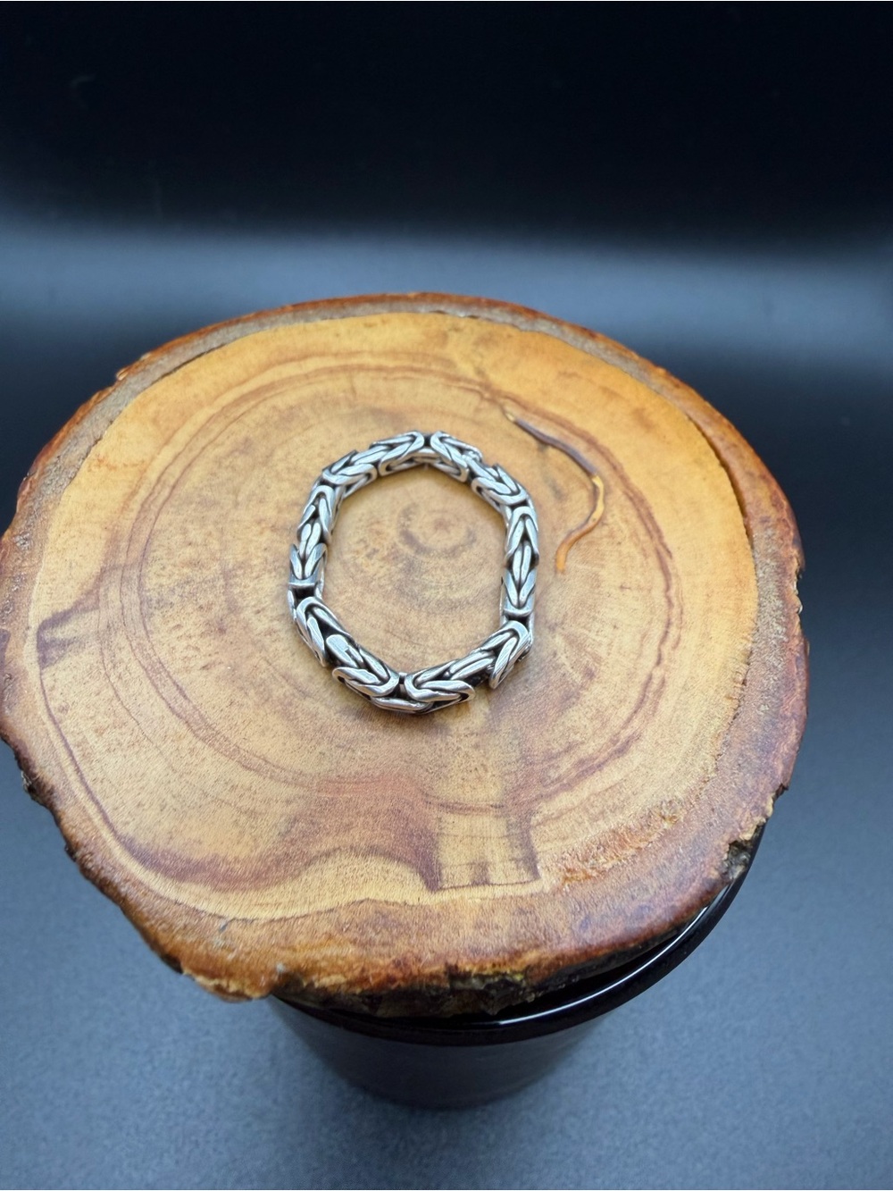 3.9g Size 10.5 - Sterling Silver Byzantine Chain Ring - Stackable